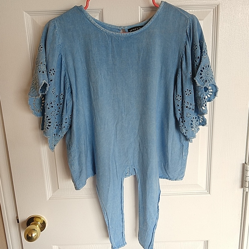 Style Envy Chambray "Crop" Top